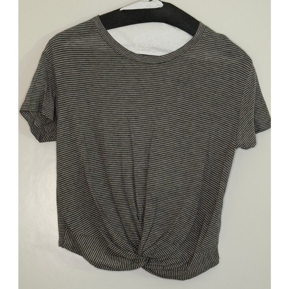 All Saints Women's Striped Twist Hem Cropped T-Shirt Small